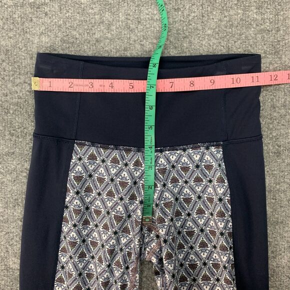 Athleta Print Mantra Capri Legging Womens XXS 2XS Navy Multi Criss Cross Mesh - Picture 6 of 15